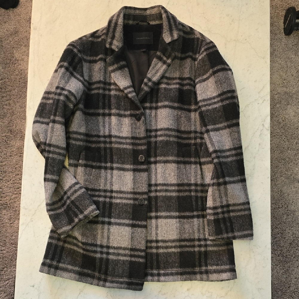 John Varvatos Black and Gray Trench Coat Timeless Elegance